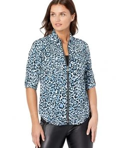 MICHAEL Michael Kors Shirts & Tops Petite Wildcat Lock Zip Shirt