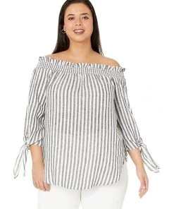 MICHAEL Michael Kors Shirts & Tops Plus Size Stripe Off Shoulder Top