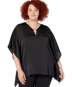 MICHAEL Michael Kors Shirts & Tops Plus Size Satin Hank Hem Ring Top