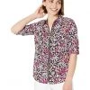 MICHAEL Michael Kors Shirts & Tops Petite Floral Lock Zip Shirt