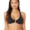 MICHAEL Michael Kors Swimwear Iconic Solids Logo Ring Halter Bikini Top