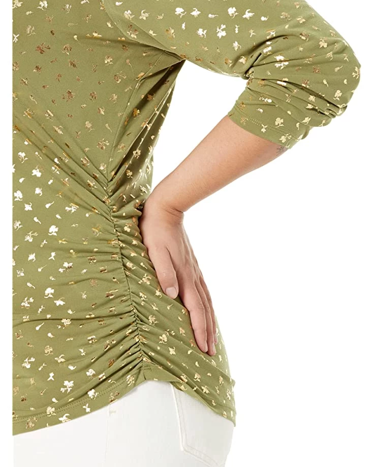 MICHAEL Michael Kors Shirts & Tops Plus Size V-Neck Ruched Long Sleeve Top - Image 3