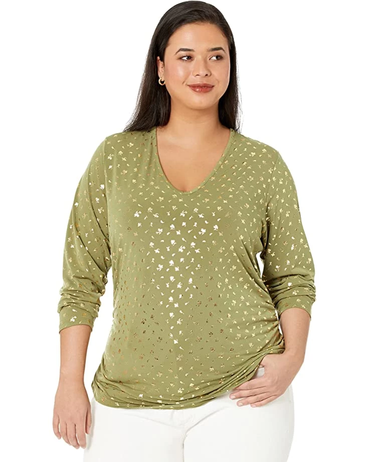 MICHAEL Michael Kors Shirts & Tops Plus Size V-Neck Ruched Long Sleeve Top