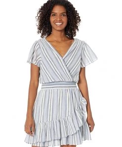 MICHAEL Michael Kors Dresses Short Sleeve Stripe Wrap Dress