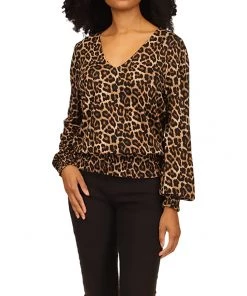 MICHAEL Michael Kors Shirts & Tops Petite Nubian Long Sleeve Smocked Top