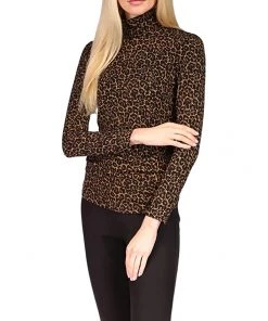 MICHAEL Michael Kors Shirts & Tops Cheetah Long Sleeve Turtleneck Top