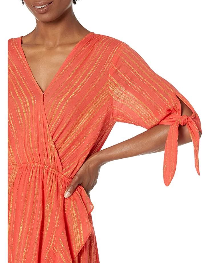 MICHAEL Michael Kors Dresses Petite Metallic Crepe Wrap Dress - Image 3