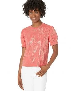 MICHAEL Michael Kors Shirts & Tops Petite Foil Puff Sleeve Baby Top