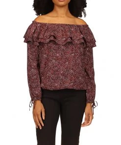 MICHAEL Michael Kors Shirts & Tops Petite Pop Paisley Ruffle Top