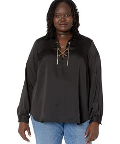 MICHAEL Michael Kors Shirts & Tops Plus Size Lace-Up Chain Top