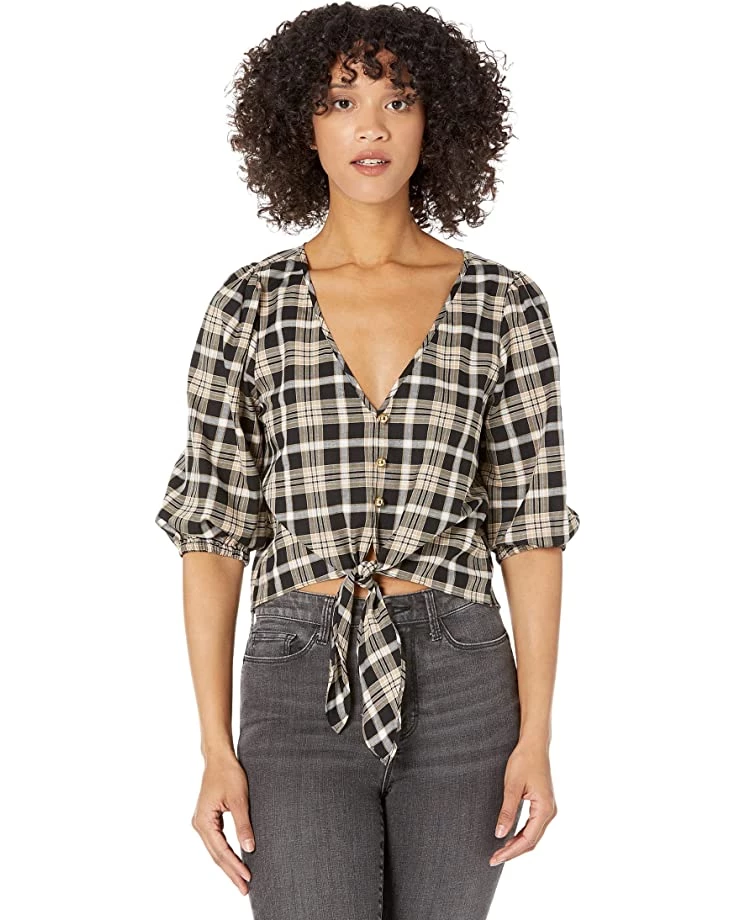 MICHAEL Michael Kors Shirts & Tops Yarn-Dye Flannel Tie Front Top