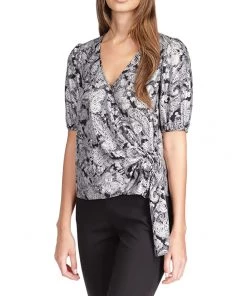 MICHAEL Michael Kors Shirts & Tops Foil Paisley Wrap Top