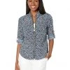 MICHAEL Michael Kors Shirts & Tops Petite Multi Palm Lock Zip Shirt