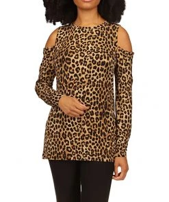 MICHAEL Michael Kors Shirts & Tops Cheetah Long Sleeve Cold-Shoulder