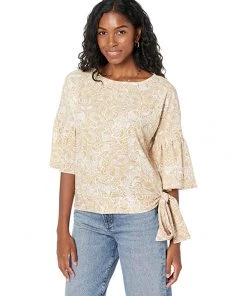 MICHAEL Michael Kors Shirts & Tops Petite Batik Paisley Flounce Sleeve T-Shirt