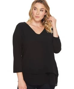 MICHAEL Michael Kors Shirts & Tops Plus Size V-Neck Mixed Media Top