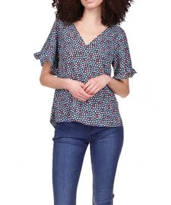 MICHAEL Michael Kors Shirts & Tops Palm Ruffle Sleeve Top