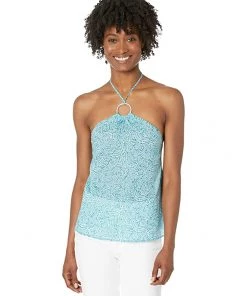 MICHAEL Michael Kors Shirts & Tops Petite Shibori Coral Halter Top
