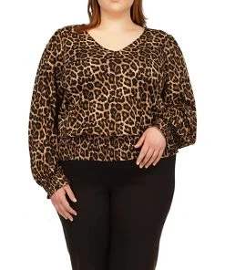 MICHAEL Michael Kors Shirts & Tops Plus Size Nubian Long Sleeve Smocked Top