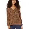 MICHAEL Michael Kors Shirts & Tops Printed Long Sleeve Dog Tag Top