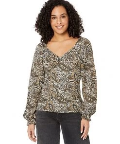 MICHAEL Michael Kors Shirts & Tops Long Sleeve Puff Sleeve Ruched Top