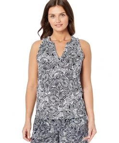 MICHAEL Michael Kors Shirts & Tops Petite Paisley Ruffle Popover Tank